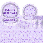 OU RUI 81Pcs Purple Demon Party Tableware Set – Birthday Supplies