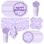 OU RUI 81Pcs Purple Demon Party Tableware Set – Birthday Supplies
