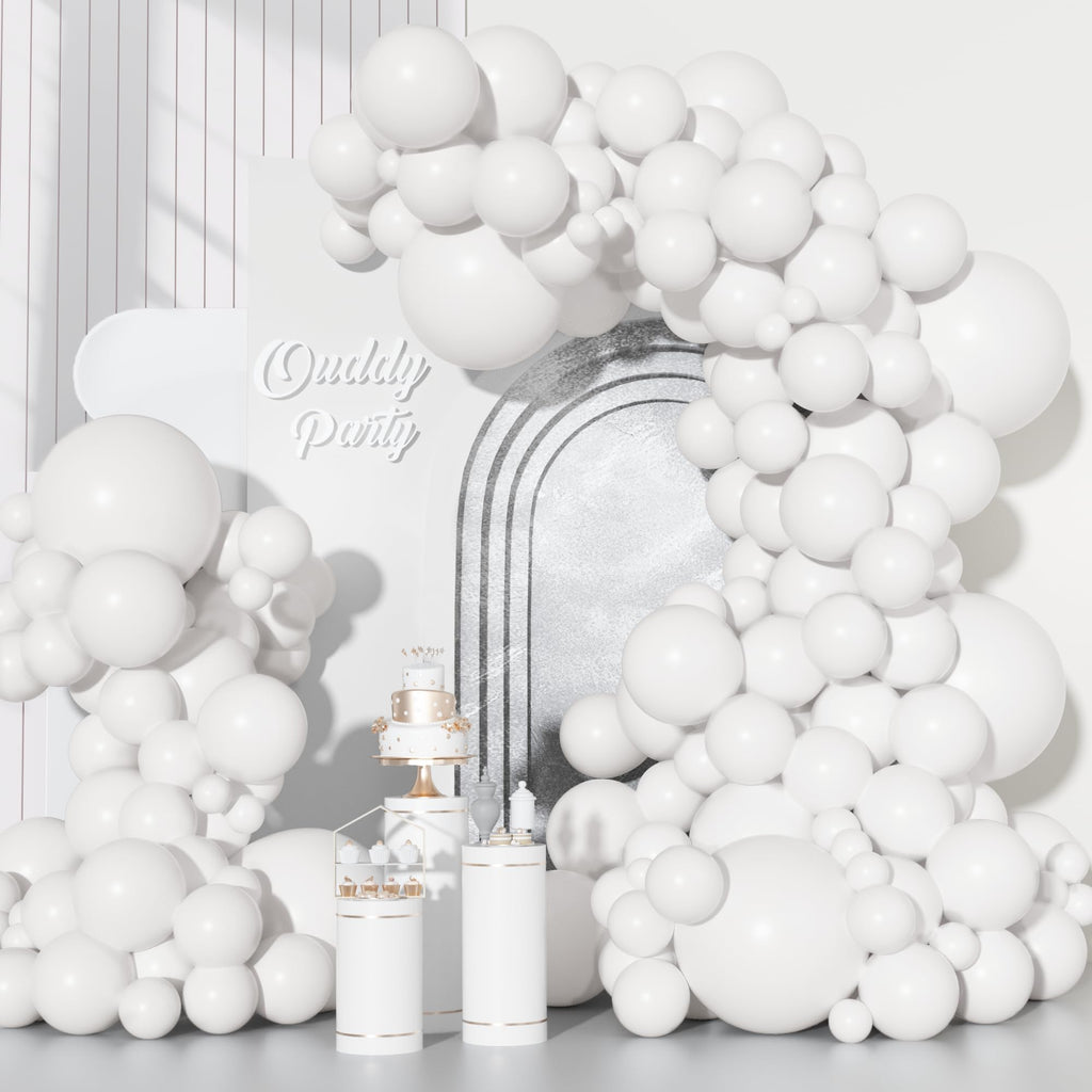 Ouddy Party 129Pcs White Balloons & 18in Matte Balloon Arch Kit