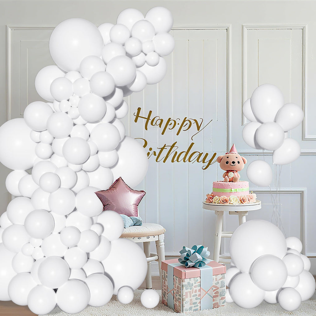 Ouddy Party 129Pcs White Balloons & 18in Matte Balloon Arch Kit
