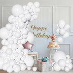 Ouddy Party 129Pcs White Balloons & 18in Matte Balloon Arch Kit