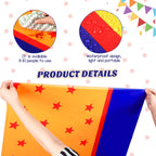 Oudain 3 Pcs Anime Theme Tablecloth – 108 x 54 in | Yellow, Blue & Red Stars