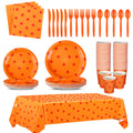 Oudain 170 Pcs Anime Tableware Set – Yellow & Red Stars, Plates, Cups, Tablecloth