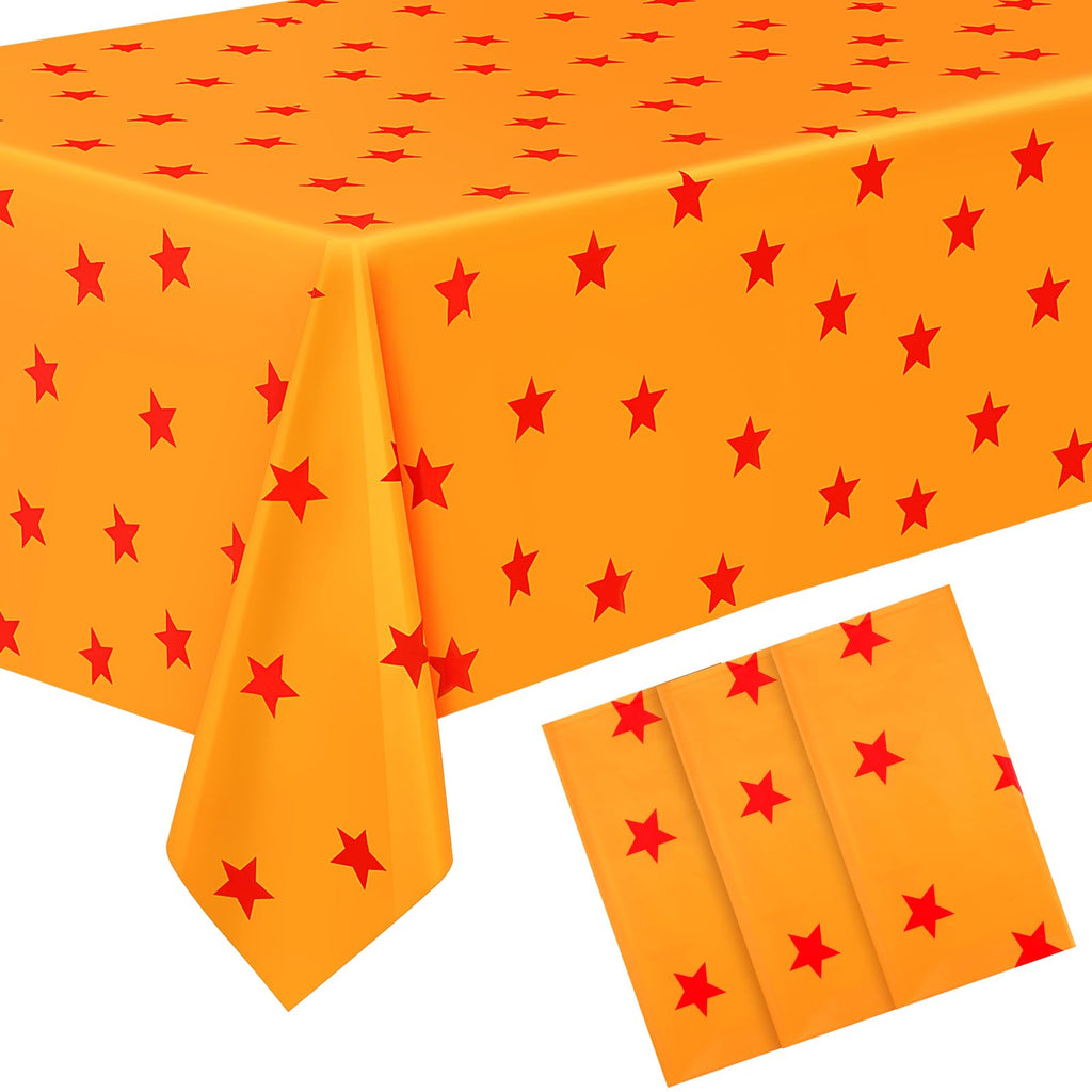 Oudain Anime Theme Tablecloth Set – 3pc, Yellow & Red Stars, 108x54 in