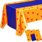 Oudain 3 Pcs Anime Theme Tablecloth – 108 x 54 in | Yellow, Blue & Red Stars