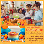 Oudain Anime Theme Tablecloth Set – 3pc, Yellow & Red Stars, 108x54 in