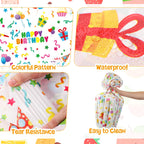 Oudain 3 Pcs Happy Birthday Tablecloths - 84-Inch Round White, Waterproof Disposable