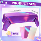 Oudain 3 Pcs Iridescent Kpop Tablecloth Set – 54x108 in Waterproof Pink/Purple/Silver