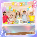 Oudain 3 Pcs Iridescent Kpop Tablecloth Set – 54x108 in Waterproof Pink/Purple/Silver