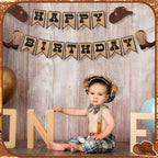 Oudain Western Birthday Cowboy Party Decoration – Double-Layer Hat & Boots Banner + Hanging Swirls