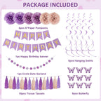 Ouddy Party Dusty Purple Birthday Decorations – Lavender Pink Confetti & Rose Gold Balloons
