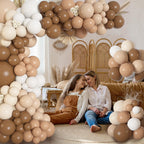 Ouddy Life 146Pcs Brown Balloons Arch Kit – Neutral Nude Coffee Palette for Woodland Baby Showers & Parties