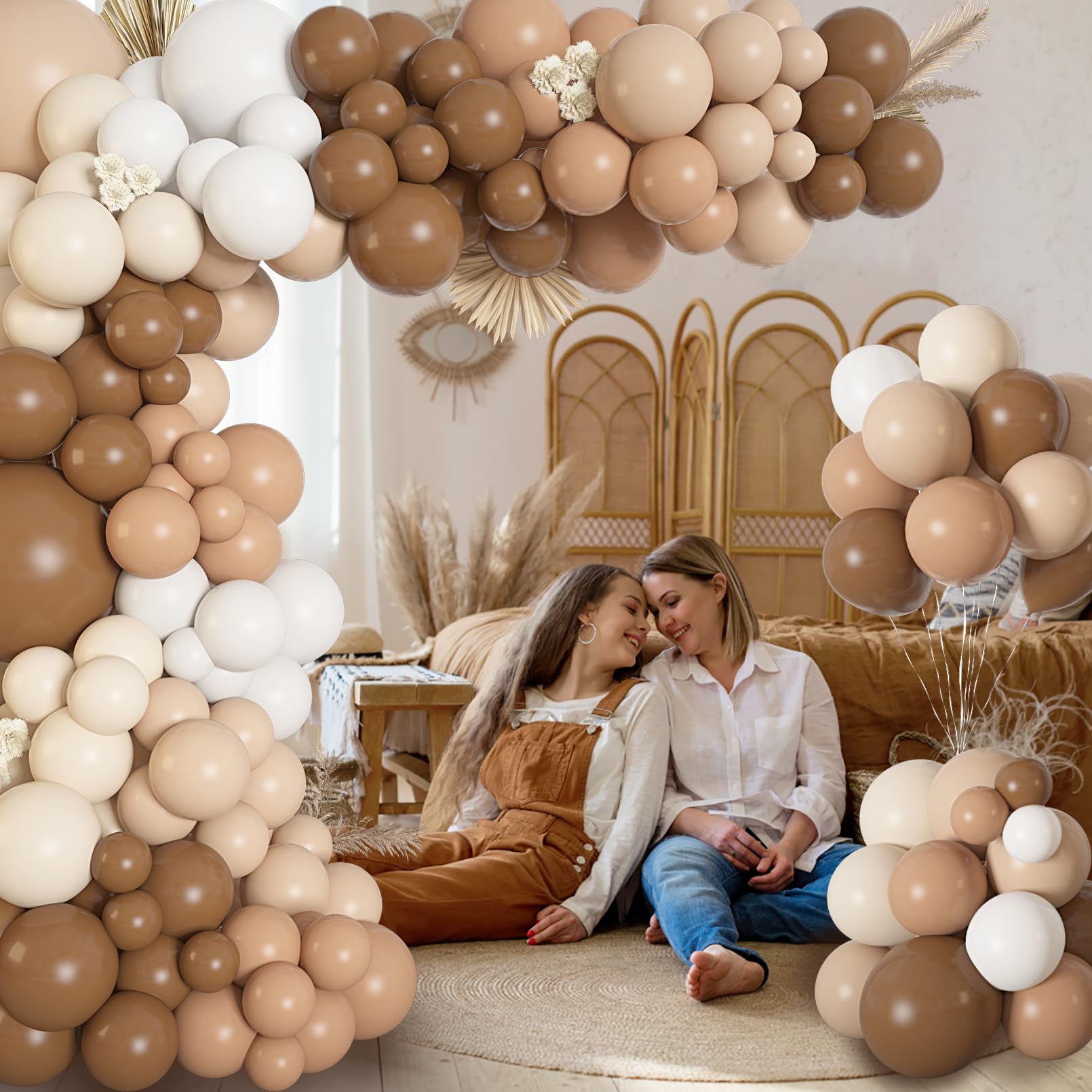 Ouddy Life 146Pcs Brown Balloons Arch Kit – Neutral Nude Coffee Palette for Woodland Baby Showers & Parties