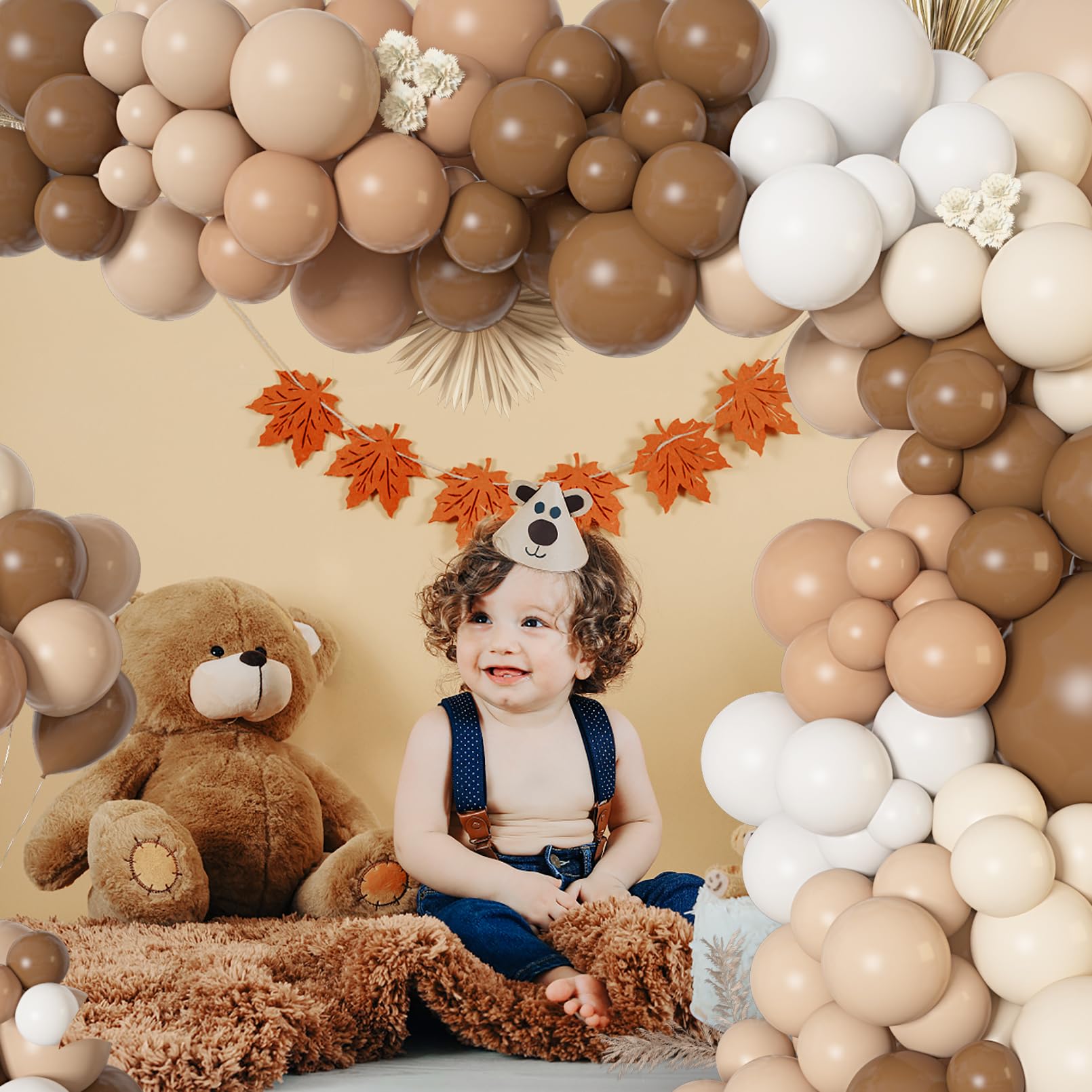 Ouddy Life 146Pcs Brown Balloons Arch Kit – Neutral Nude Coffee Palette for Woodland Baby Showers & Parties
