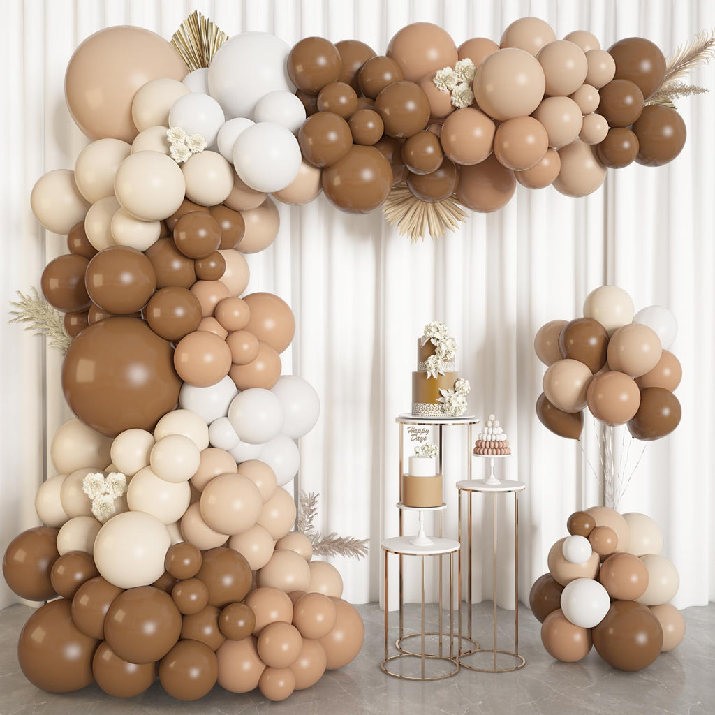 Ouddy Life 146Pcs Brown Balloons Arch Kit – Neutral Nude Coffee Palette for Woodland Baby Showers & Parties