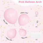 Ouddy Life 164Pcs Pink Balloons Kit – 18, 12, 10, 5 Inch Matte Pink Latex Arch Kit for Parties