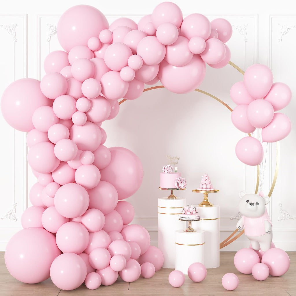 Ouddy Life 164Pcs Pink Balloons Kit – 18, 12, 10, 5 Inch Matte Pink Latex Arch Kit for Parties