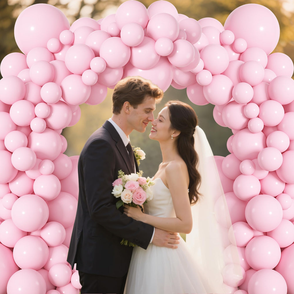 Ouddy Life 164Pcs Pink Balloons Kit – 18, 12, 10, 5 Inch Matte Pink Latex Arch Kit for Parties