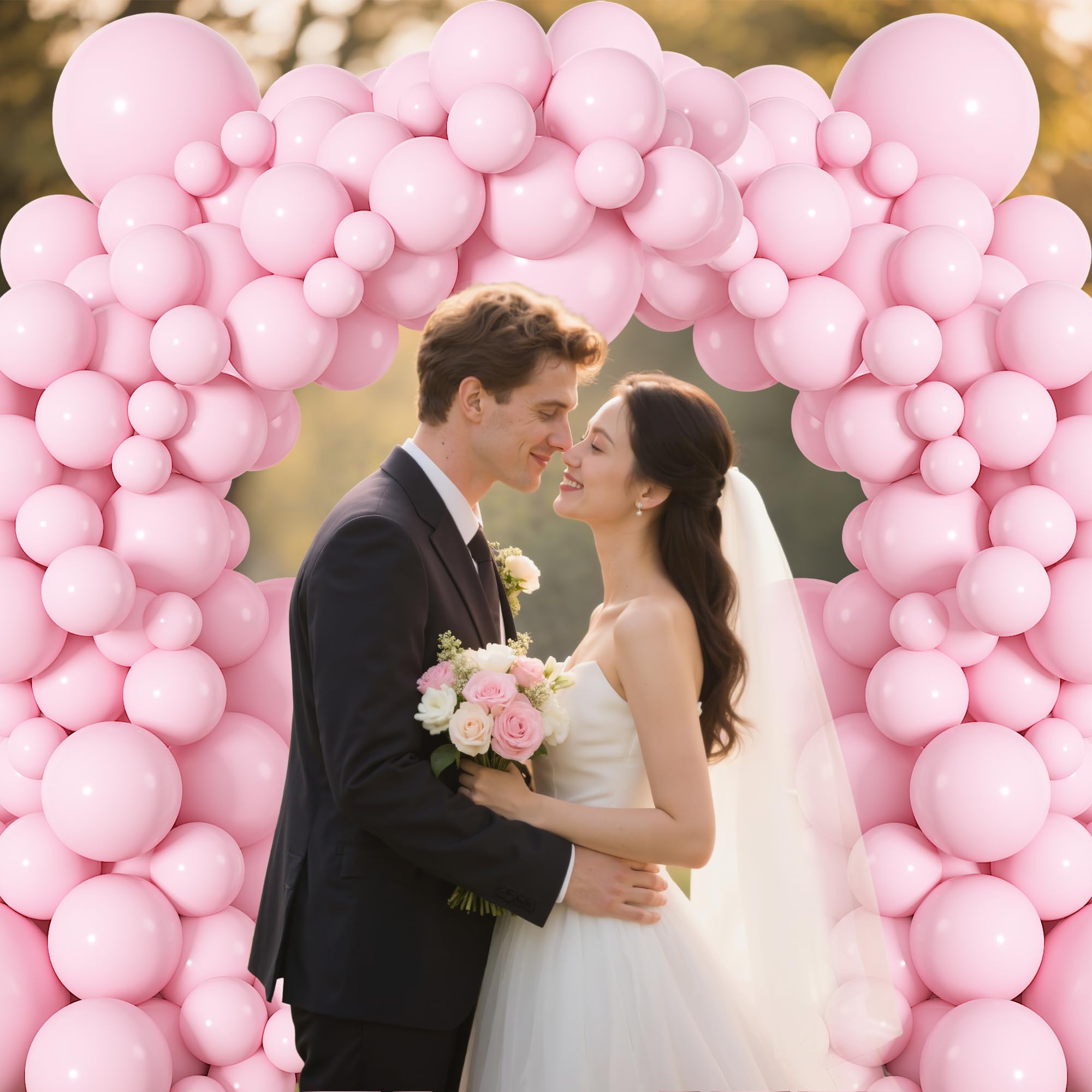 Ouddy Life 164Pcs Pink Balloons Kit – 18, 12, 10, 5 Inch Matte Pink Latex Arch Kit for Parties