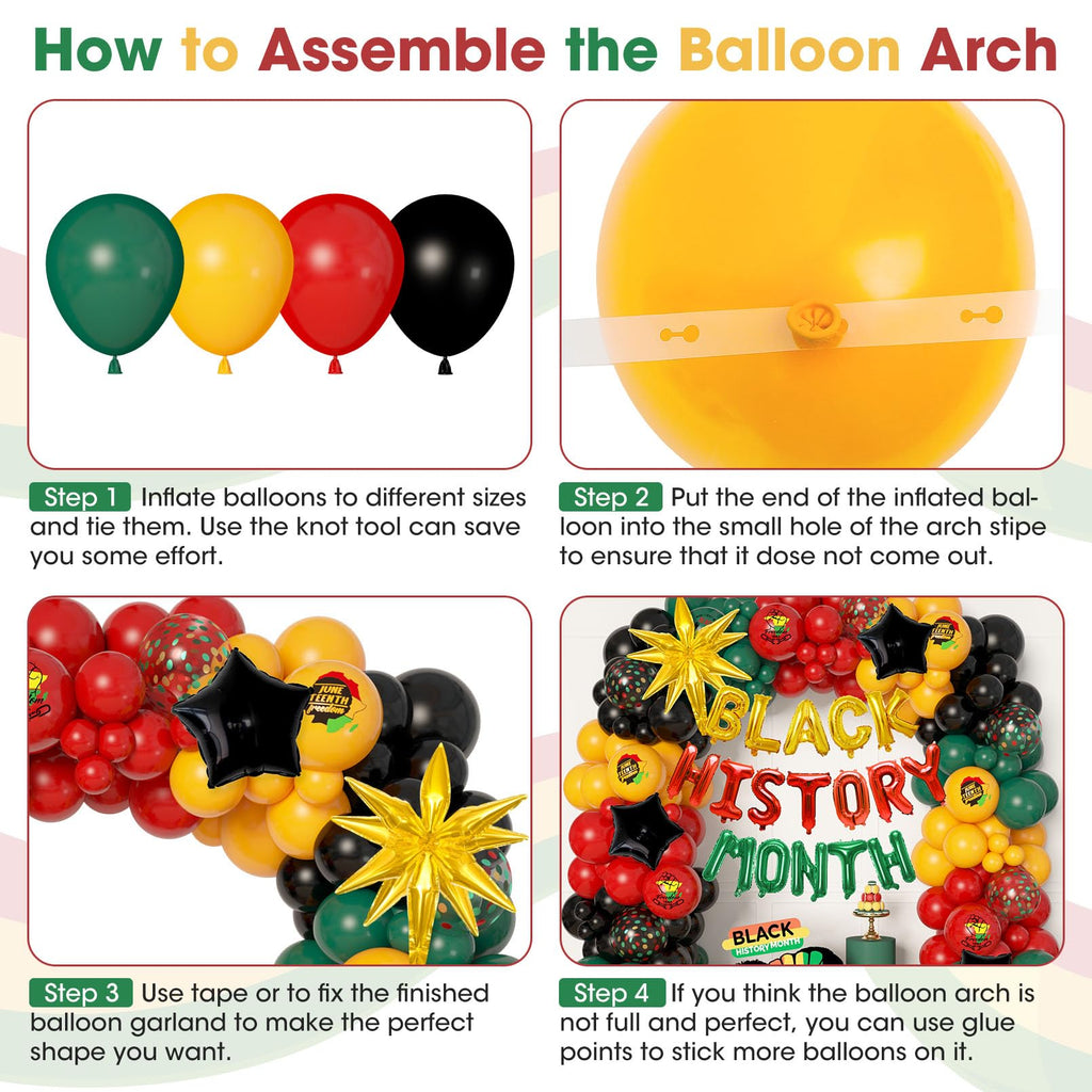 Ouddy Life 154Pcs Black History Month Decorations Kit – Balloons, Letters & Foil Stars