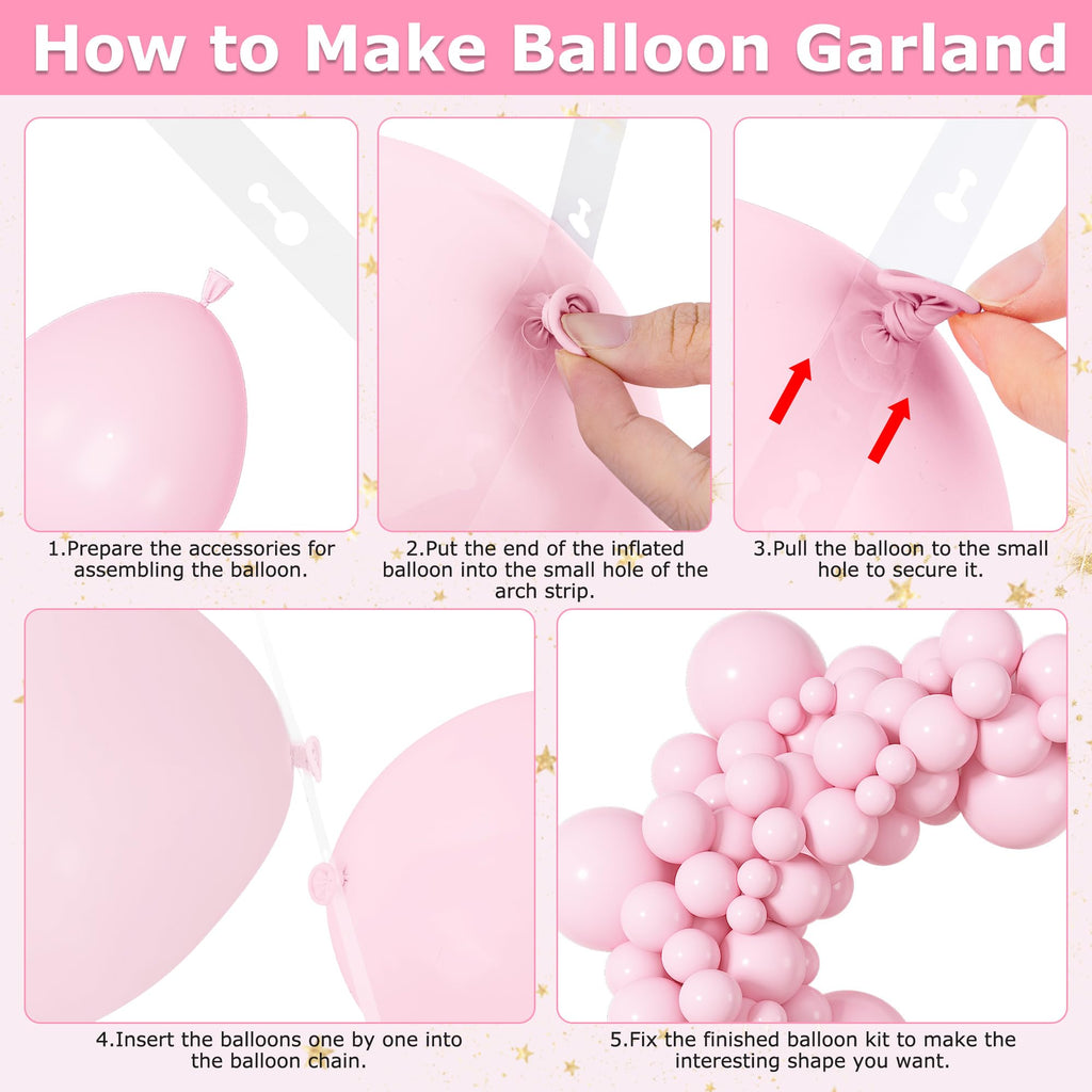 Ouddy Life 164Pcs Pink Balloons Kit – 18, 12, 10, 5 Inch Matte Pink Latex Arch Kit for Parties