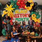 Ouddy Life 154Pcs Black History Month Decorations Kit – Balloons, Letters & Foil Stars