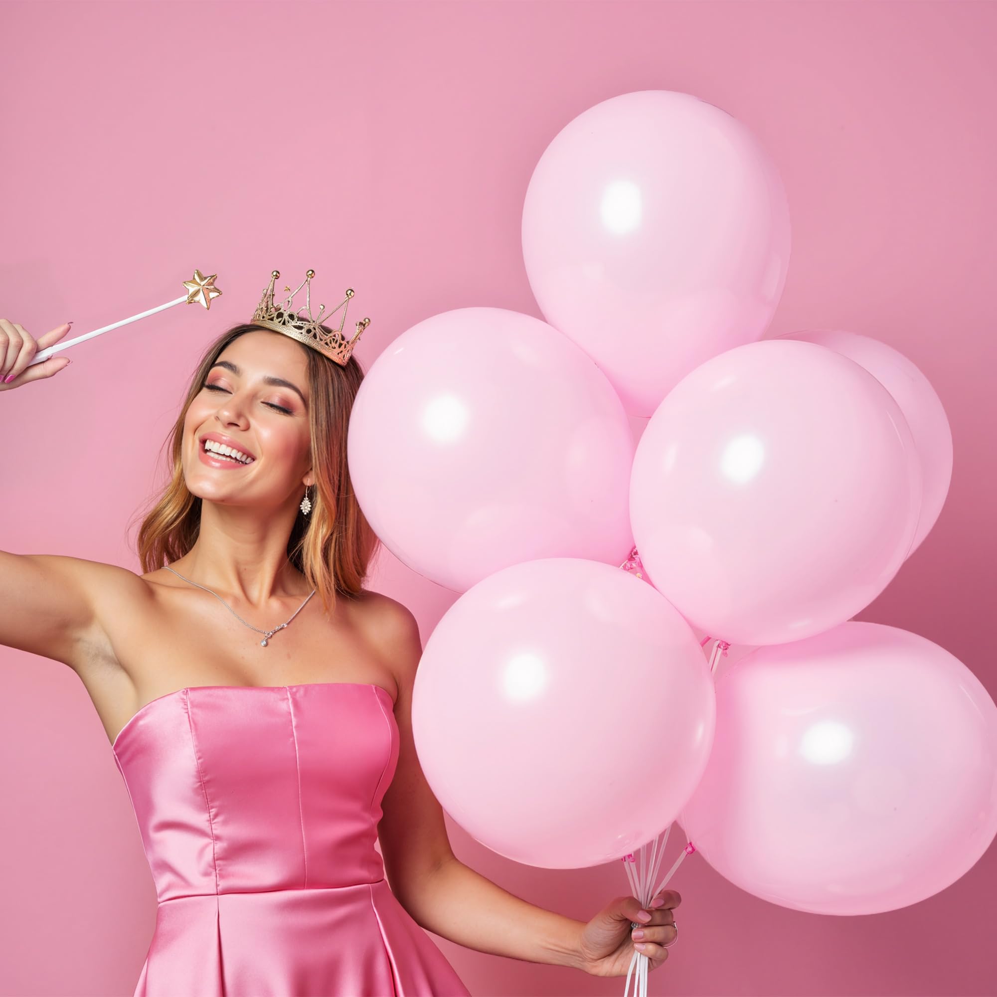 Ouddy Life 164Pcs Pink Balloons Kit – 18, 12, 10, 5 Inch Matte Pink Latex Arch Kit for Parties