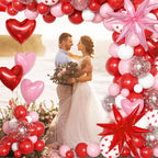 Ouddy Life 169Pcs Valentines Day Balloons Garland Arch Kit – Pink Red White Confetti Hearts