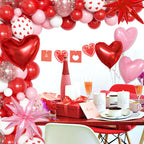 Ouddy Life 169Pcs Valentines Day Balloons Garland Arch Kit – Pink Red White Confetti Hearts