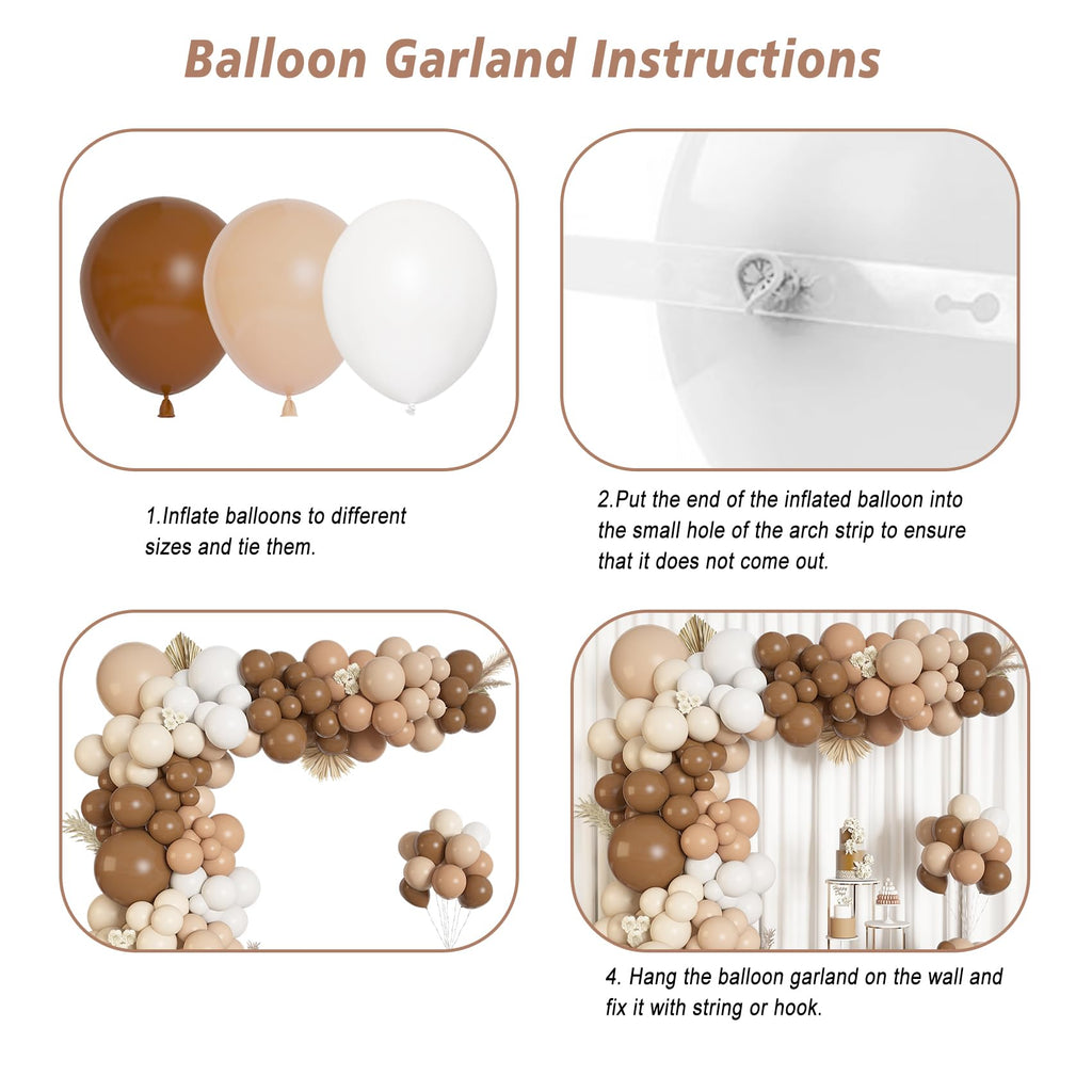 Ouddy Life 146Pcs Brown Balloons Arch Kit – Neutral Nude Coffee Palette for Woodland Baby Showers & Parties