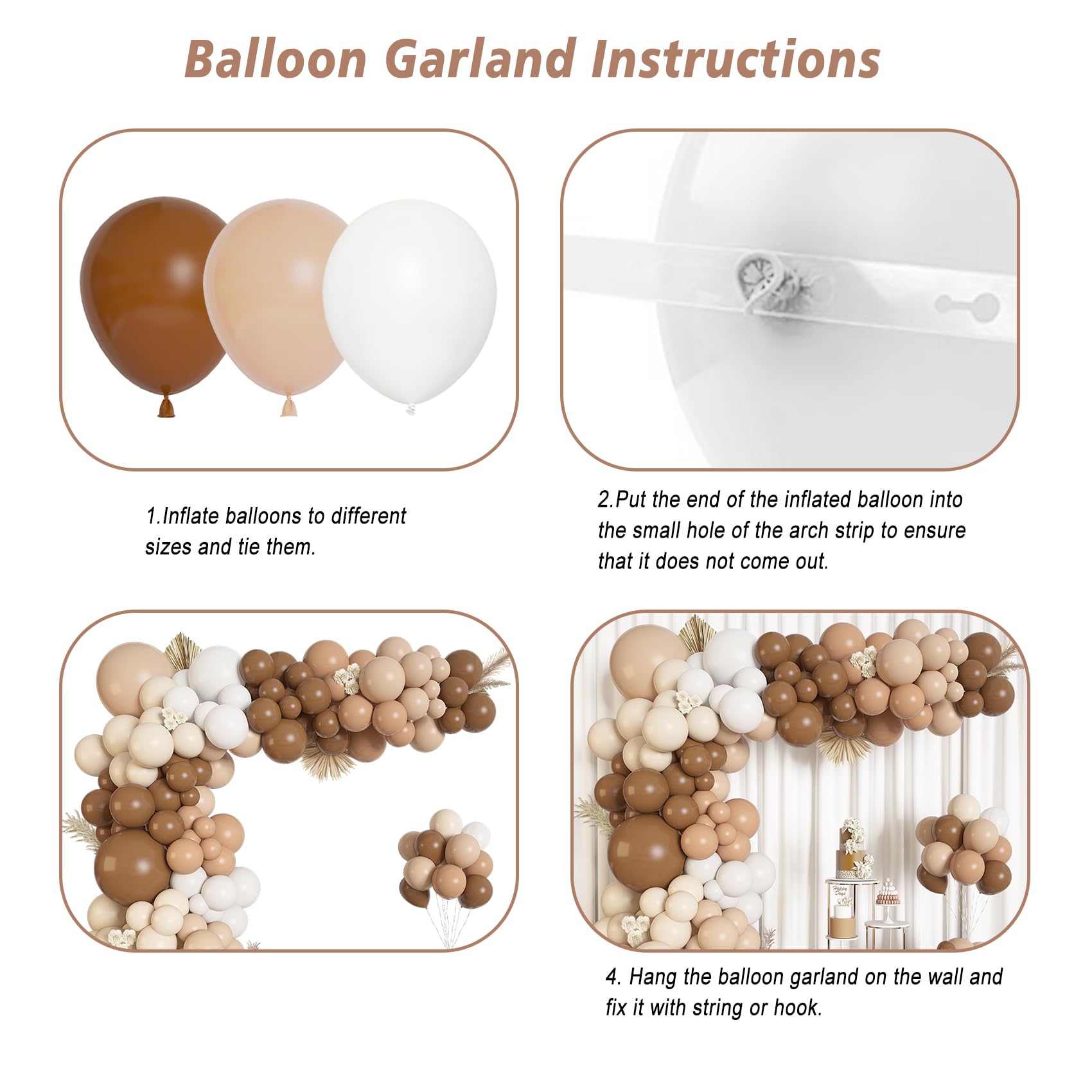 Ouddy Life 146Pcs Brown Balloons Arch Kit – Neutral Nude Coffee Palette for Woodland Baby Showers & Parties