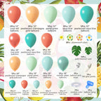 Ouddy Party Tropical Balloon Garland Arch Kit – 85pcs 12in/10in/5in Balloons with Palm Leaves & Plumeria for Luau & Hawaii Parties