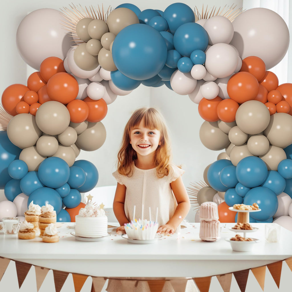Ouddy Party 149Pcs Dusty Blue & Burnt Orange Balloon Arch Garland Kit – 18in, 12in, 10in & 5in Balloons