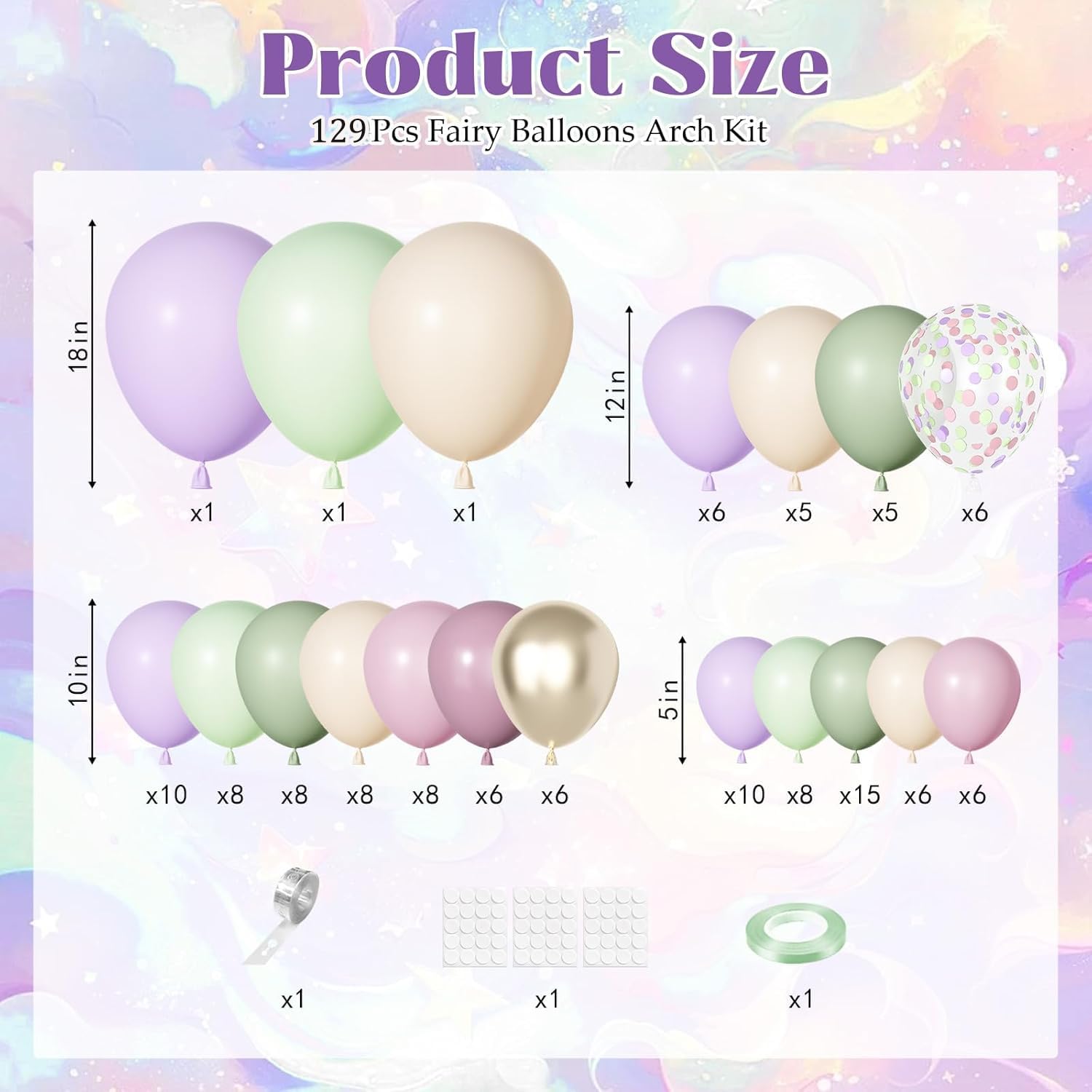 Ouddy Party Dusty Green Lavender Pink Balloons Garland Arch Kit – Pastel Latex Confetti