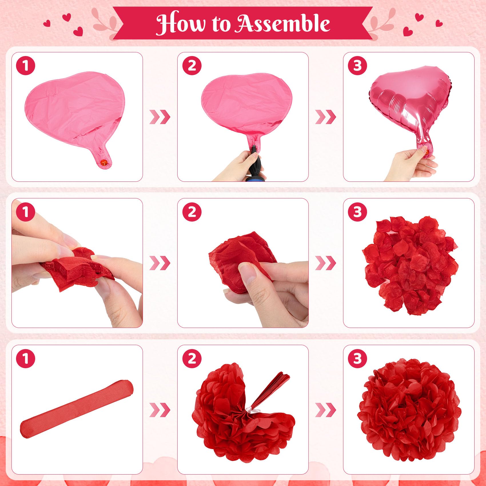 Ouddy Party Red Valentines Day Decorations Set – I Love You Banner, 1000 Rose Petals, Heart Balloons & Foil Curtain