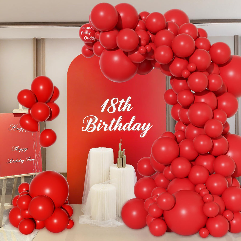 Ouddy Party 129Pcs Red Balloons Kit: Arch Garland & Party Decor