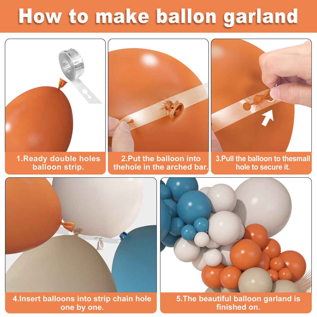 Ouddy Party 149Pcs Dusty Blue & Burnt Orange Balloon Arch Garland Kit – 18in, 12in, 10in & 5in Balloons