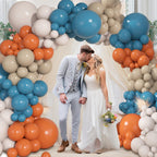 Ouddy Party 149Pcs Dusty Blue & Burnt Orange Balloon Arch Garland Kit – 18in, 12in, 10in & 5in Balloons