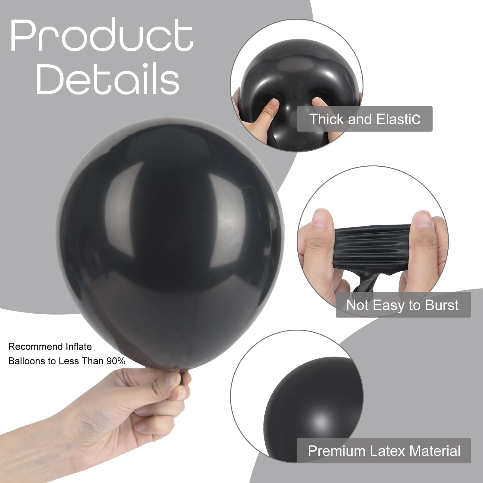 Ouddy Party 129Pcs Black Latex Balloons Arch Kit – 18in/12in/10in/5in for Parties
