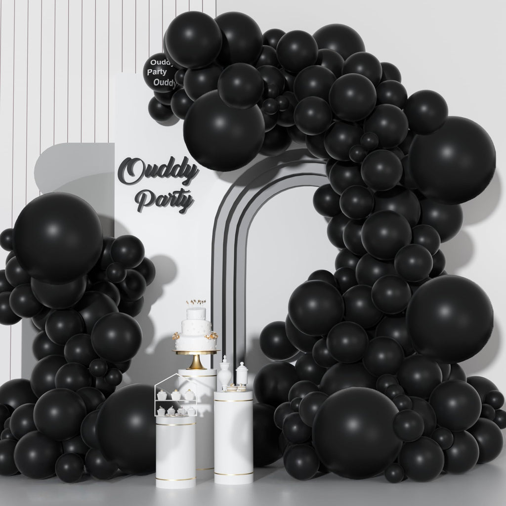 Ouddy Party 129Pcs Black Latex Balloons Arch Kit – 18in/12in/10in/5in for Parties