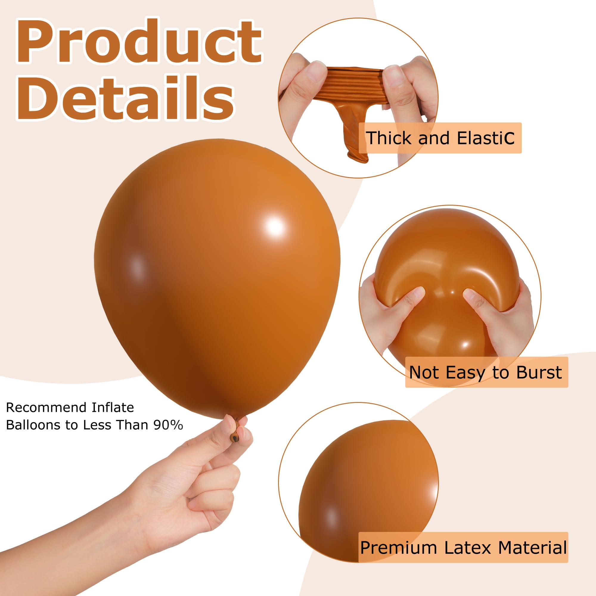 Ouddy Party 129Pcs Burnt Orange Balloon Arch Kit – 18/12/10/5in Latex Balloons