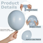 Ouddy Party 129Pcs Dusty Blue Balloon Arch Kit – 18in, 12in, 10in, and 5in Latex Balloons for Weddings & Parties