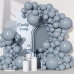 Ouddy Party 129Pcs Dusty Blue Balloon Arch Kit – 18in, 12in, 10in, and 5in Latex Balloons for Weddings & Parties