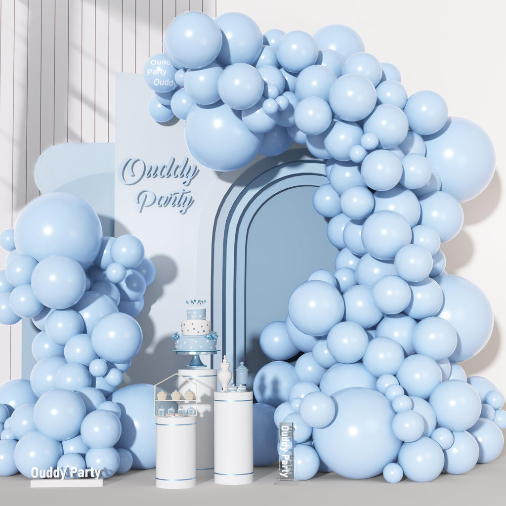 Ouddy Party 129Pcs Light Blue Balloon Arch Kit – 18in/12in/10in/5in Balloons