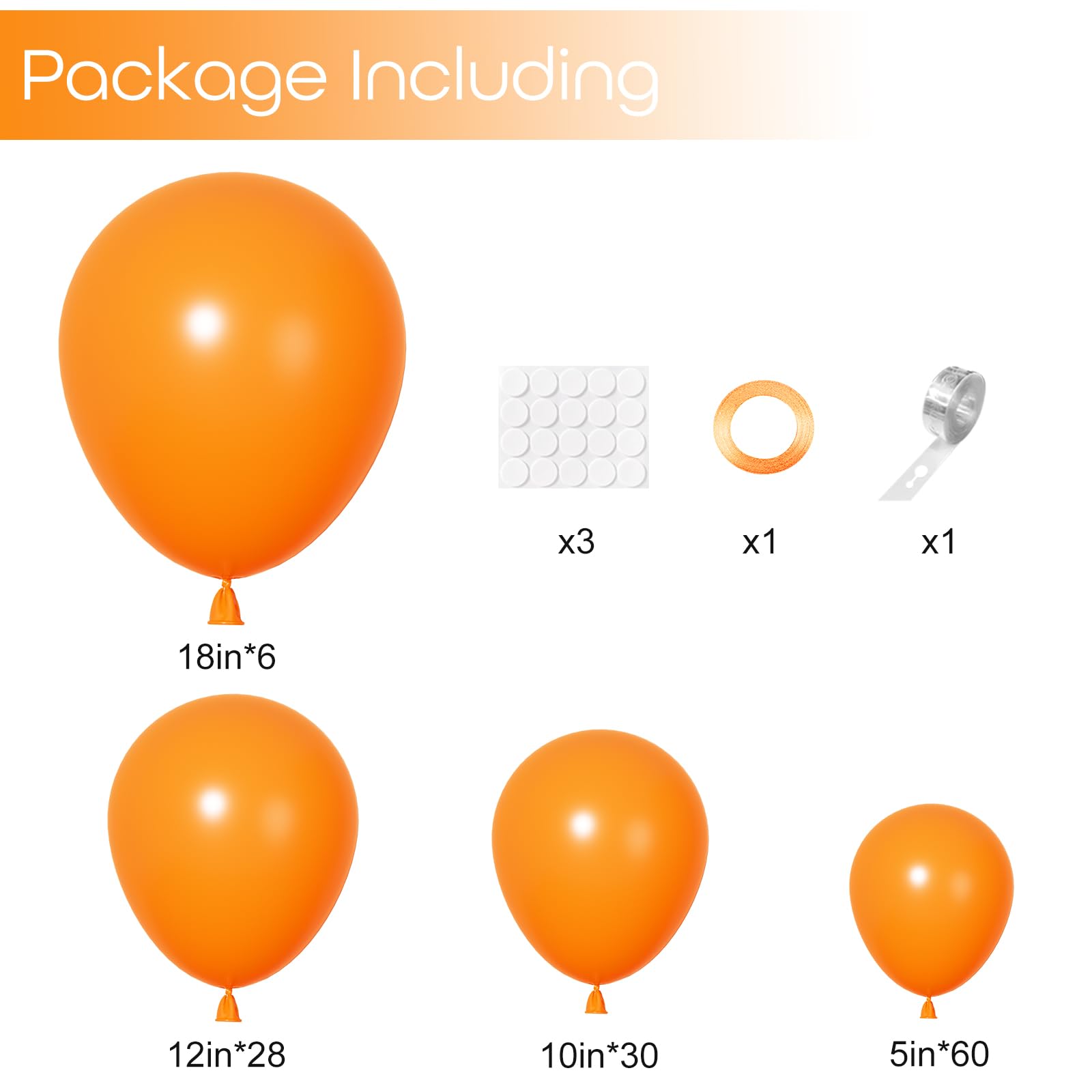 Ouddy Party 129Pcs Orange Balloon Arch Kit – 18/12/10/5in Latex Balloons for Parties