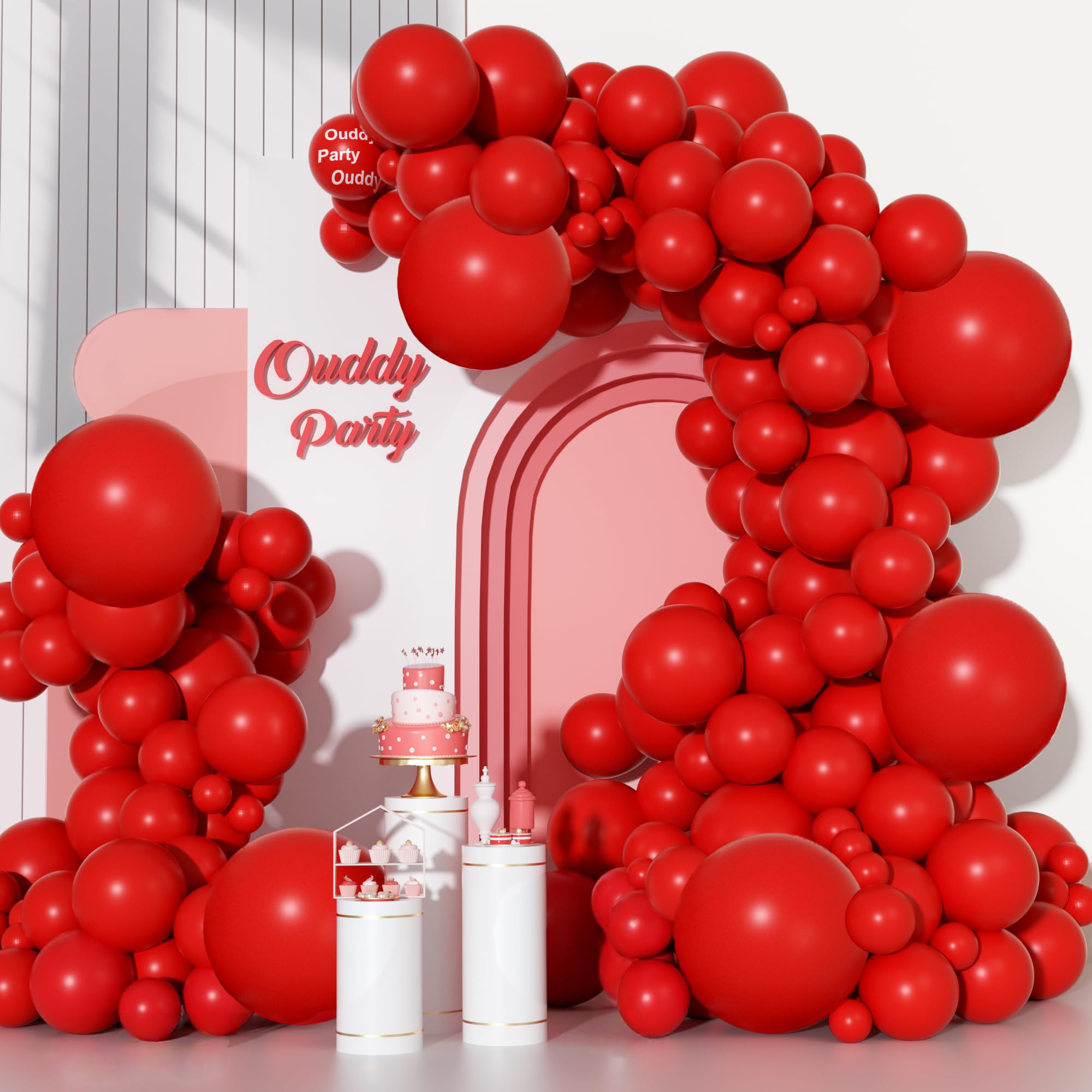 Ouddy Party 129Pcs Red Balloons Kit: Arch Garland & Party Decor