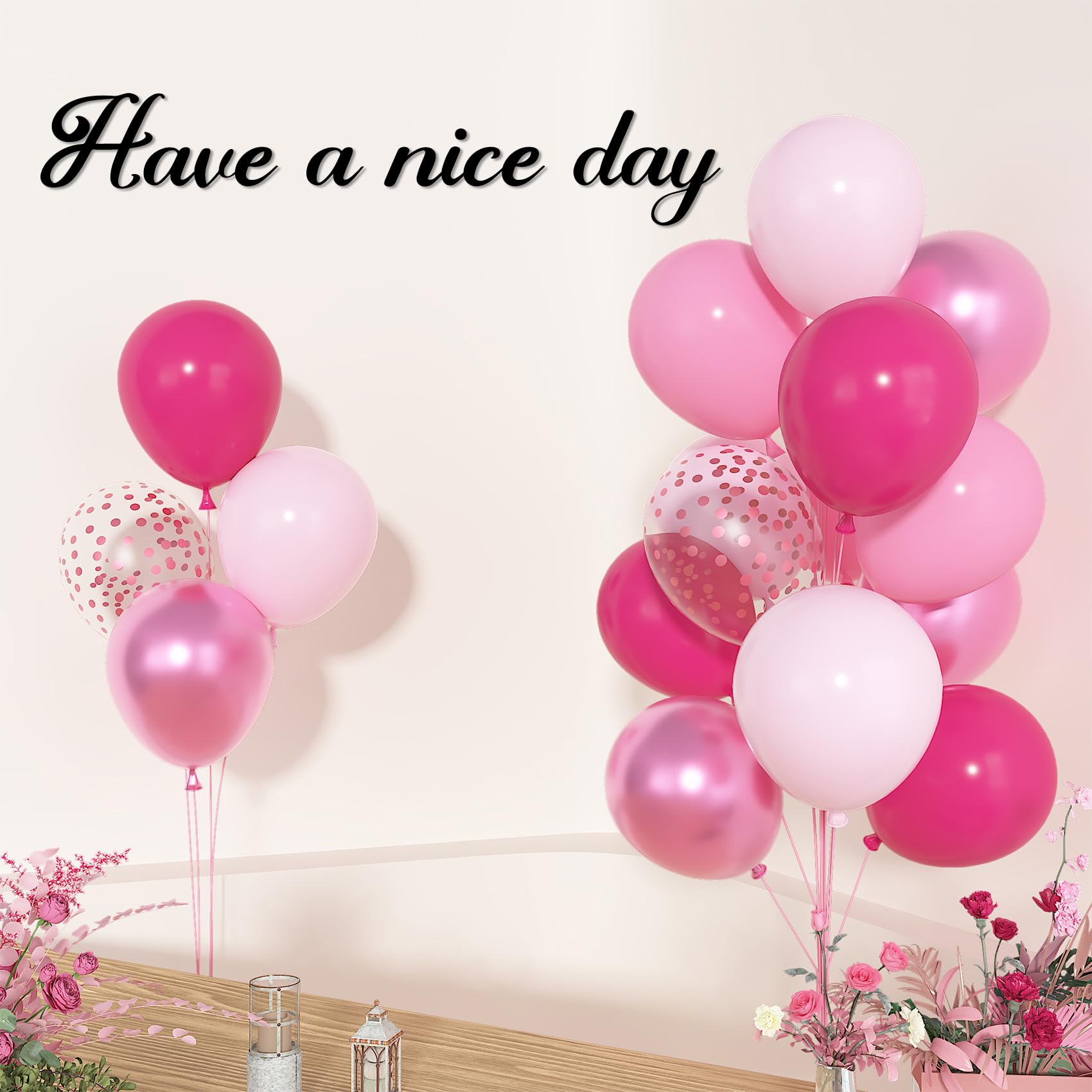 Ouddy Party 72pcs Pink Balloons Set — 12in Hot Pink, Pastel Pink, Metallic & Confetti Balloons for Parties