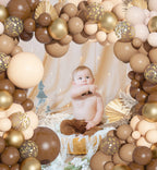 Ouddy Party 150PCS Brown Balloons Garland Arch Kit – Coffee Brown, Nude & Gold