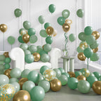 Ouddy Party 72Pcs Sage Green Balloons Set – Pearl Green, Metallic Gold & Confetti for Baby Showers, Weddings, Parties