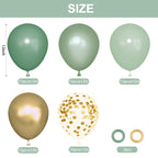 Ouddy Party 72Pcs Sage Green Balloons Set – Pearl Green, Metallic Gold & Confetti for Baby Showers, Weddings, Parties